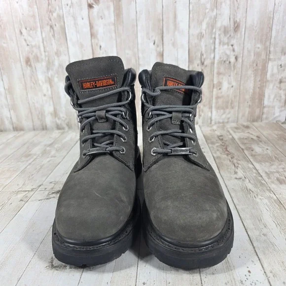 Harley Davidson Womens Grey Leather Motorcycle Boots D83366 Size 8M - Picture 4 of 8